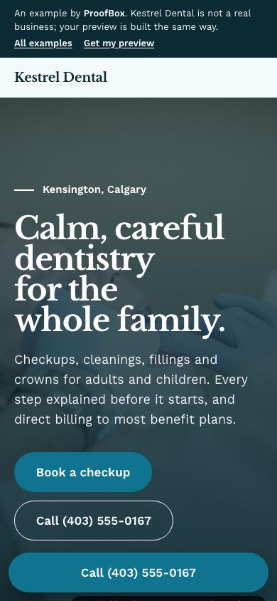 Kestrel Dental, an example website