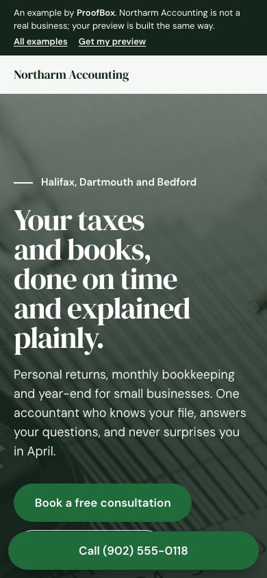Northarm Accounting, an example website